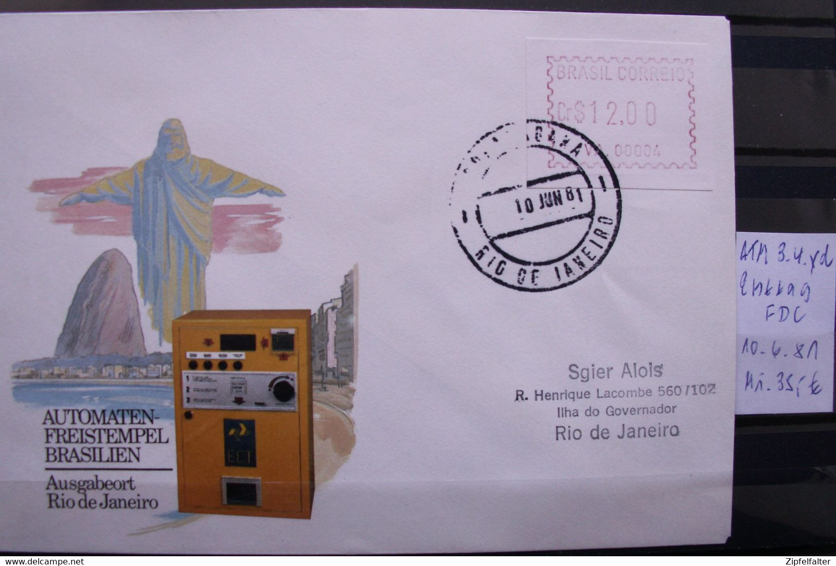 Brasilien. Sammlung Automatenmarken Mi. 1-2-3-4-5-6-7-8. ** Postfrisch-gestempelt-FDC-Briefe-Sätze. Siehe 16 Bilder. - Franking Labels