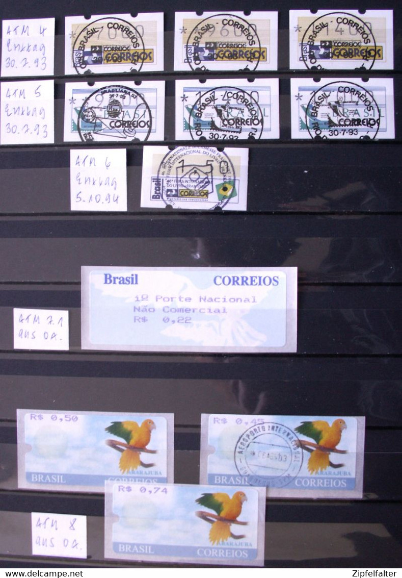 Brasilien. Sammlung Automatenmarken Mi. 1-2-3-4-5-6-7-8. ** postfrisch-gestempelt-FDC-Briefe-Sätze. Siehe 16 Bilder.