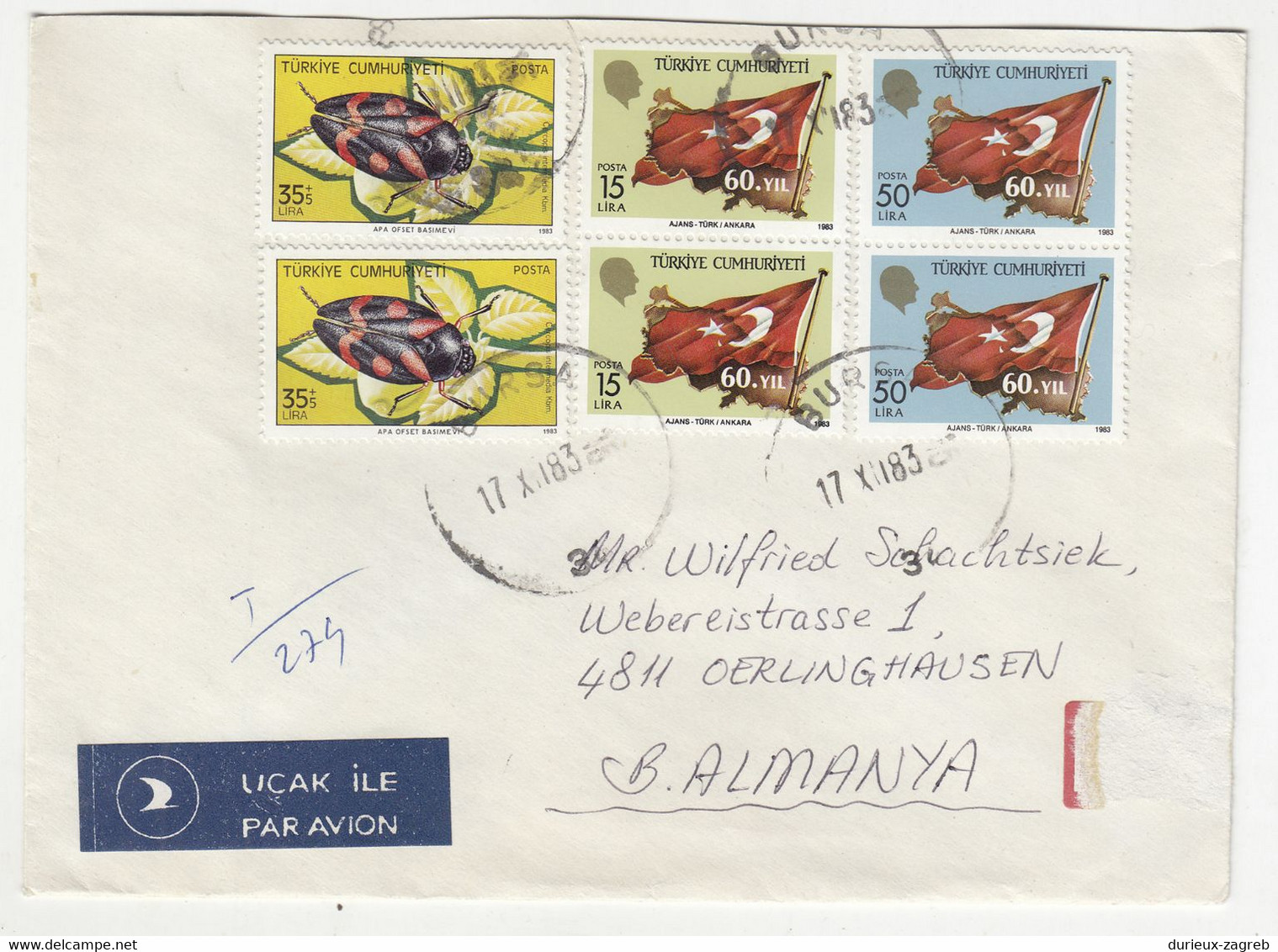 Turkey 5 Letter Covers Posted 1963-1986 To Austria/Germany B230301 - Lettres & Documents