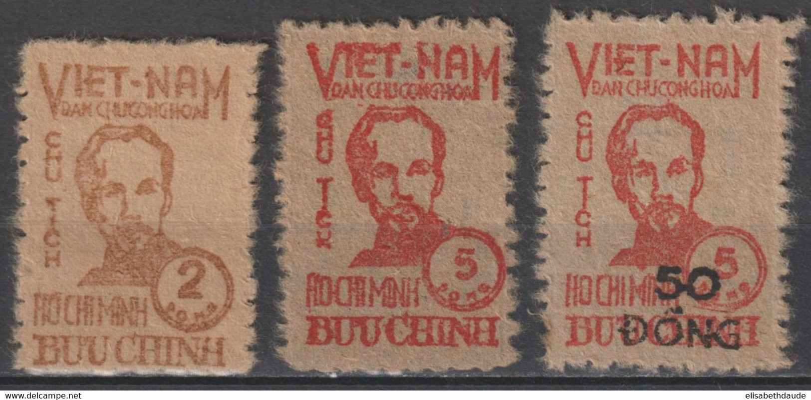 VIETNAM DU NORD - 1949 - RARE YVERT N° 61/63 (*) - COTE = 261 EUR - HO CHI MINH - Vietnam