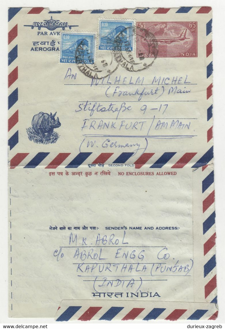 India Postal Stationery Aerogramme 1968 To Germany B230301 - Poste Aérienne