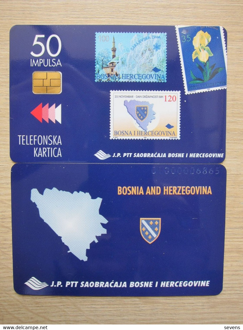 Bosnia And Herzegovina First Issued Chip Card,stamps Of Map, Orchid,building,backside Map, Mint - Bosnien