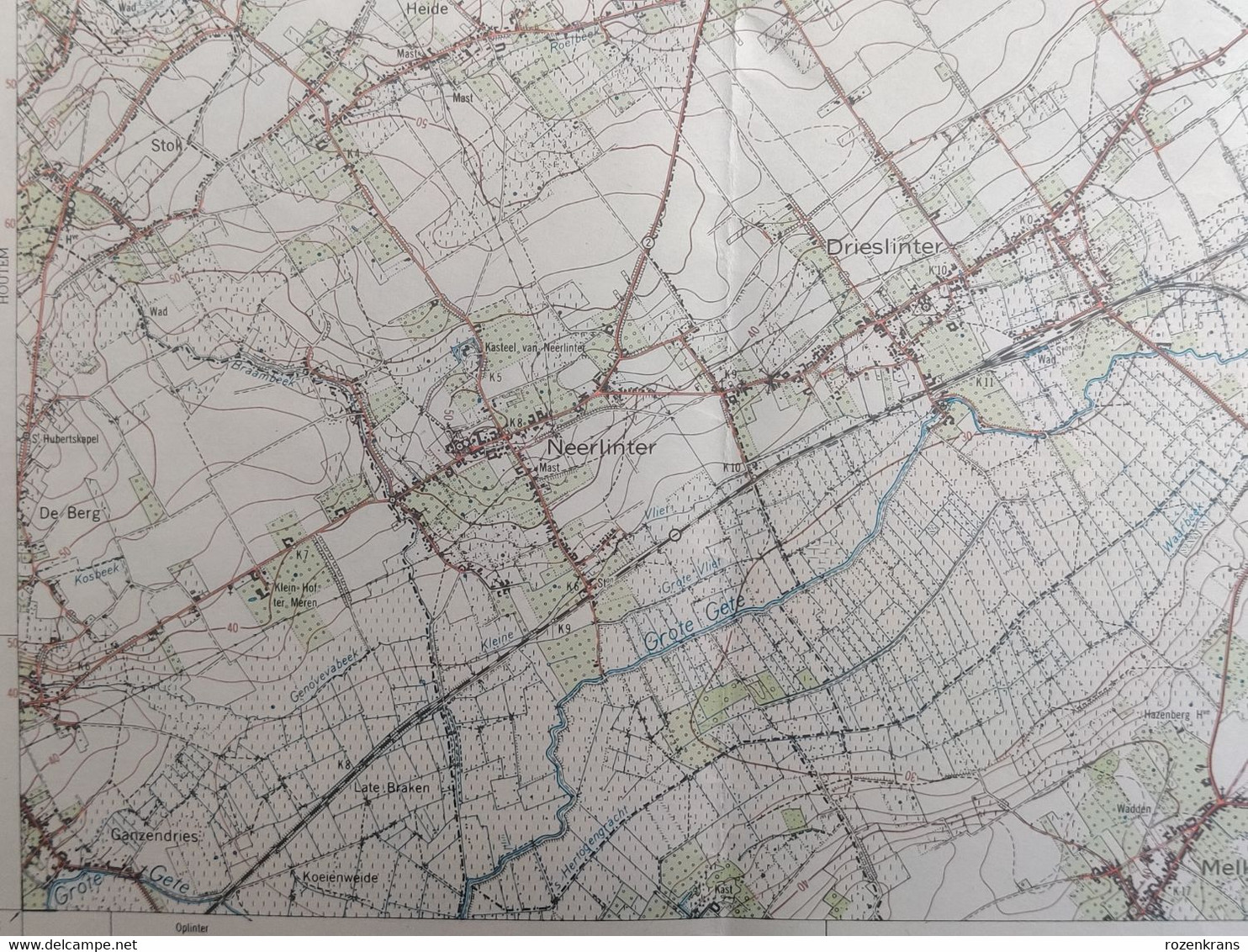 Topografische kaart 1962 STAFKAART Zoutleeuw Rummen Ransberg Geetbets Nieuwerkerken Runkelen Kortenaken Hageland