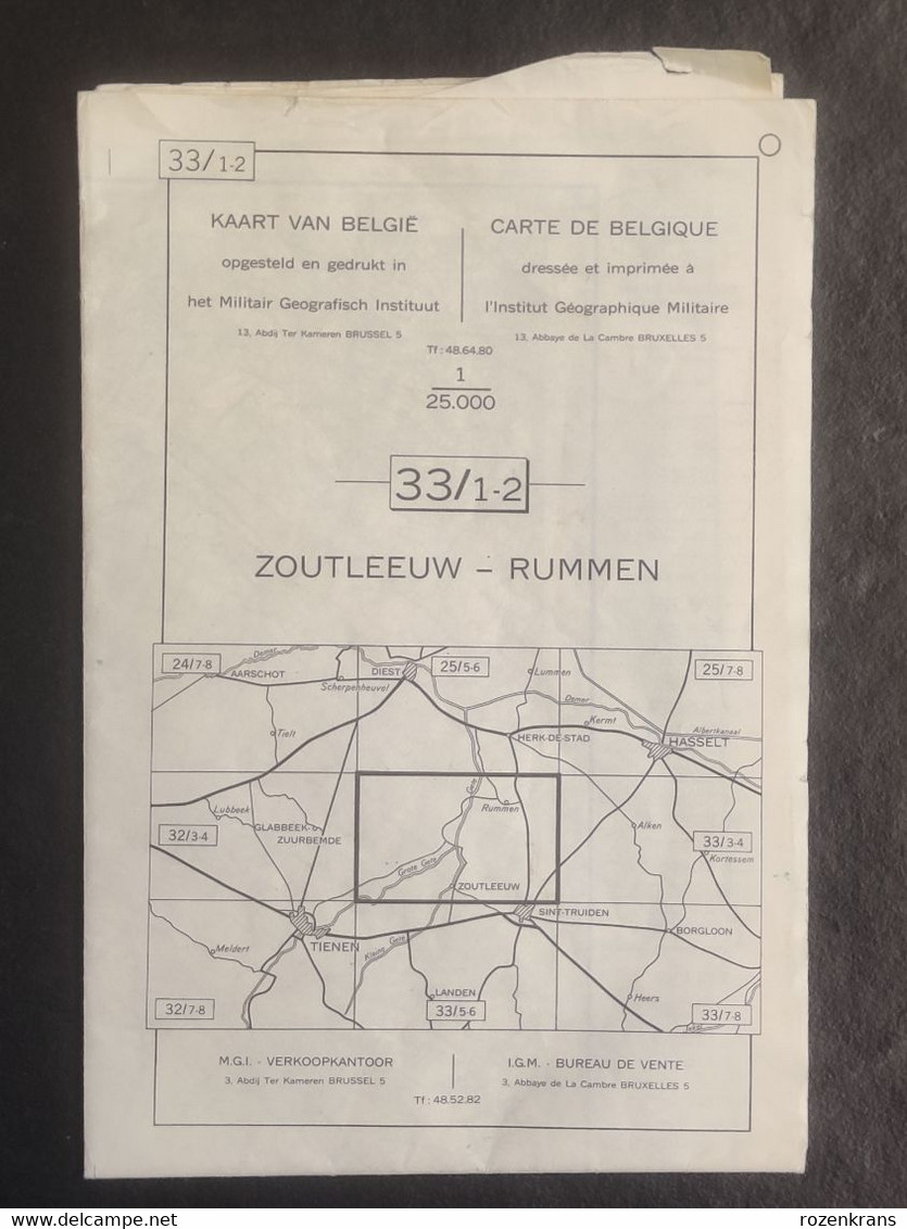 Topografische kaart 1962 STAFKAART Zoutleeuw Rummen Ransberg Geetbets Nieuwerkerken Runkelen Kortenaken Hageland