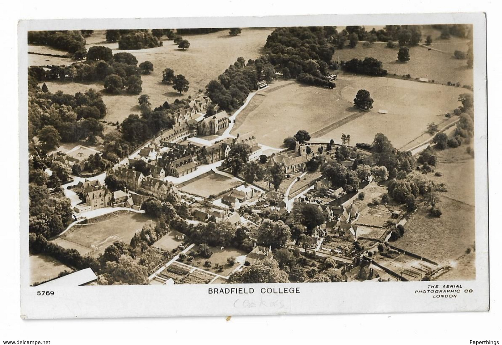 Real Photo Postcard, Berkshire, Reading, Bradfield College, Aerial View, Buildings, Landscape. - Reading