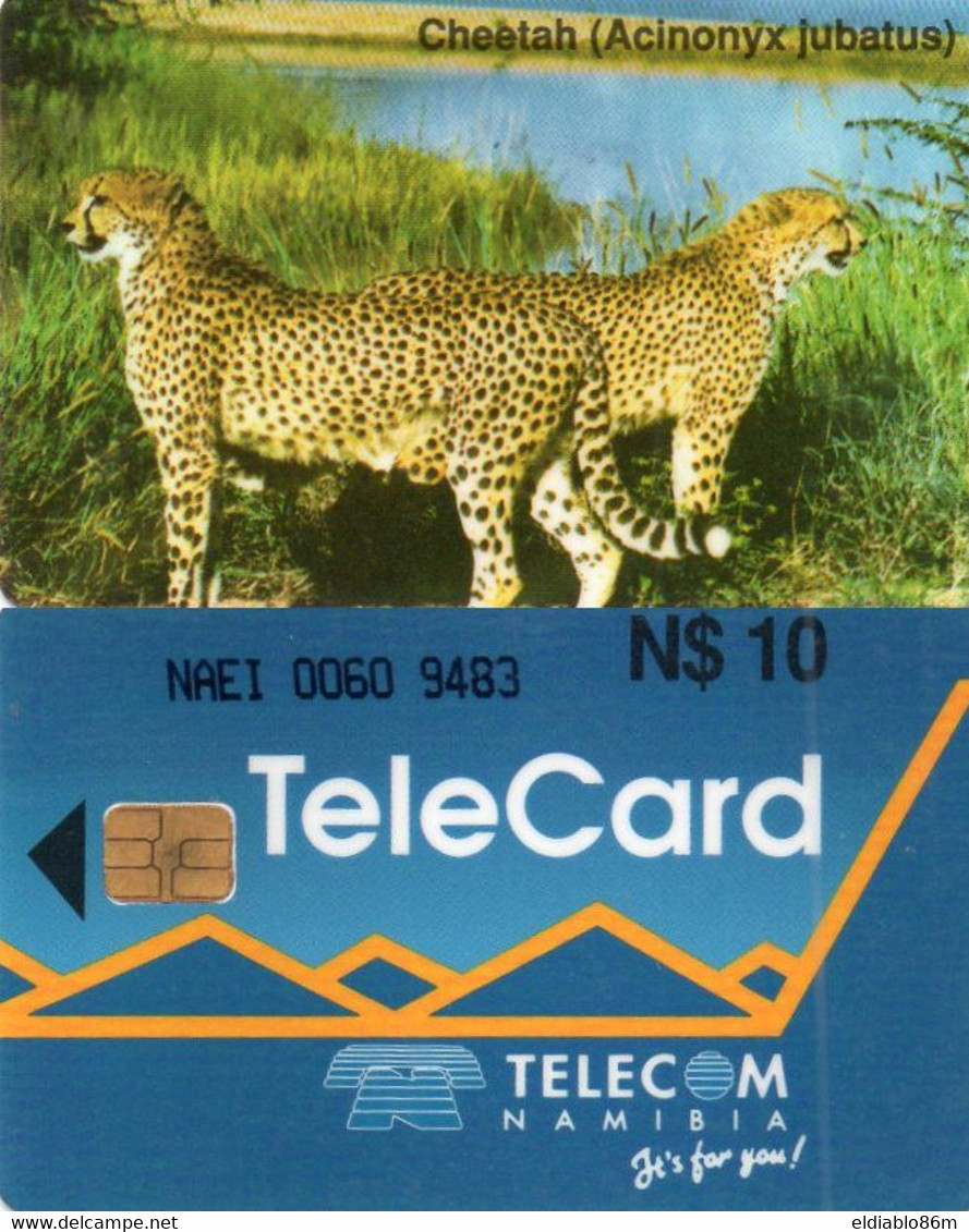 NAMIBIA - CHIP CARD - ANIMALS - CHEETAH  - NAEI NORMAL ZERO (HIGHLY USED) - Namibië