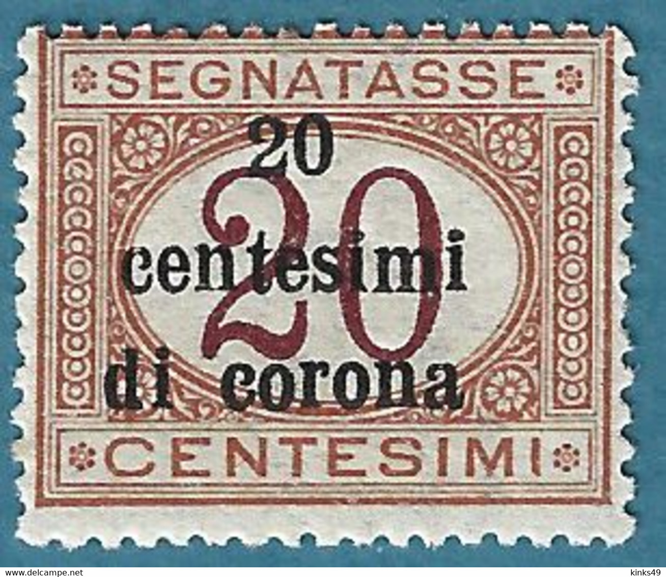 532> ITALIA Regno < TRENTO E TRIESTE Segnatasse Sovrastampati In Centesimi Di Corona > 1919 1 Da Centesimi 20 - Nuovo = - Trente & Trieste