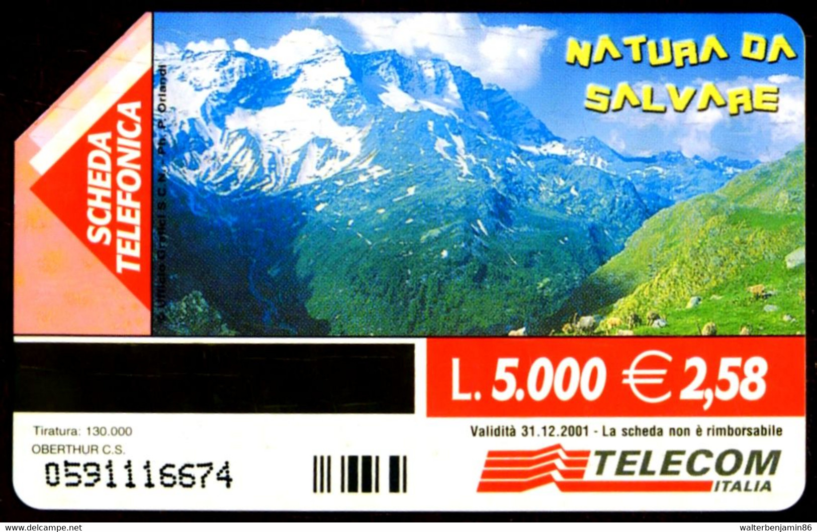 G 1126 C&C 3199 SCHEDA TELEFONICA USATA NATURA DA SALVARE FAUNA - Erreurs & Variétés