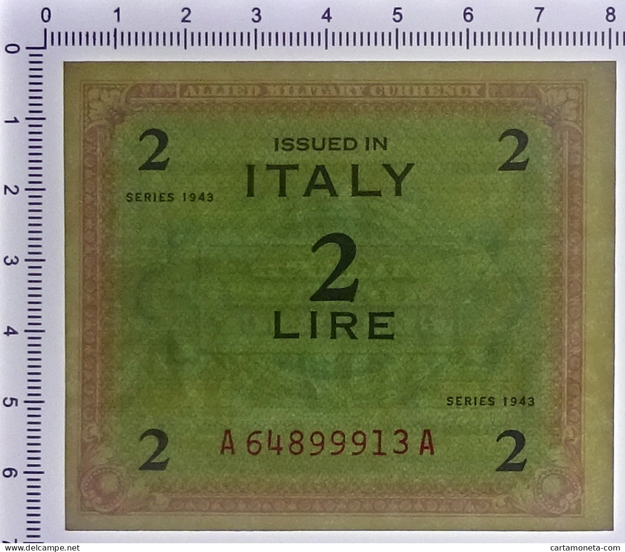 2 LIRE OCCUPAZIONE AMERICANA IN ITALIA MONOLINGUA FLC 1943 QFDS - Occupation Alliés Seconde Guerre Mondiale