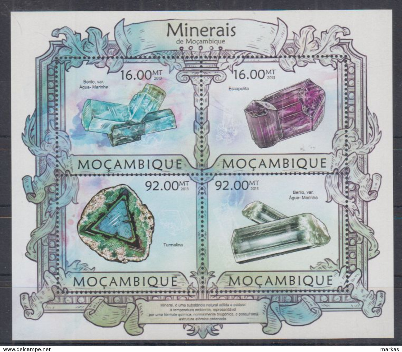 T12. Mozambique MNH 2013 Flora - Minerals - Minéraux