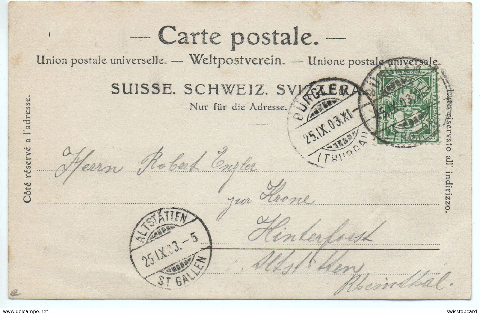 BÜRGLEN TG Gel. 1903 N. Altstätten - Autres & Non Classés