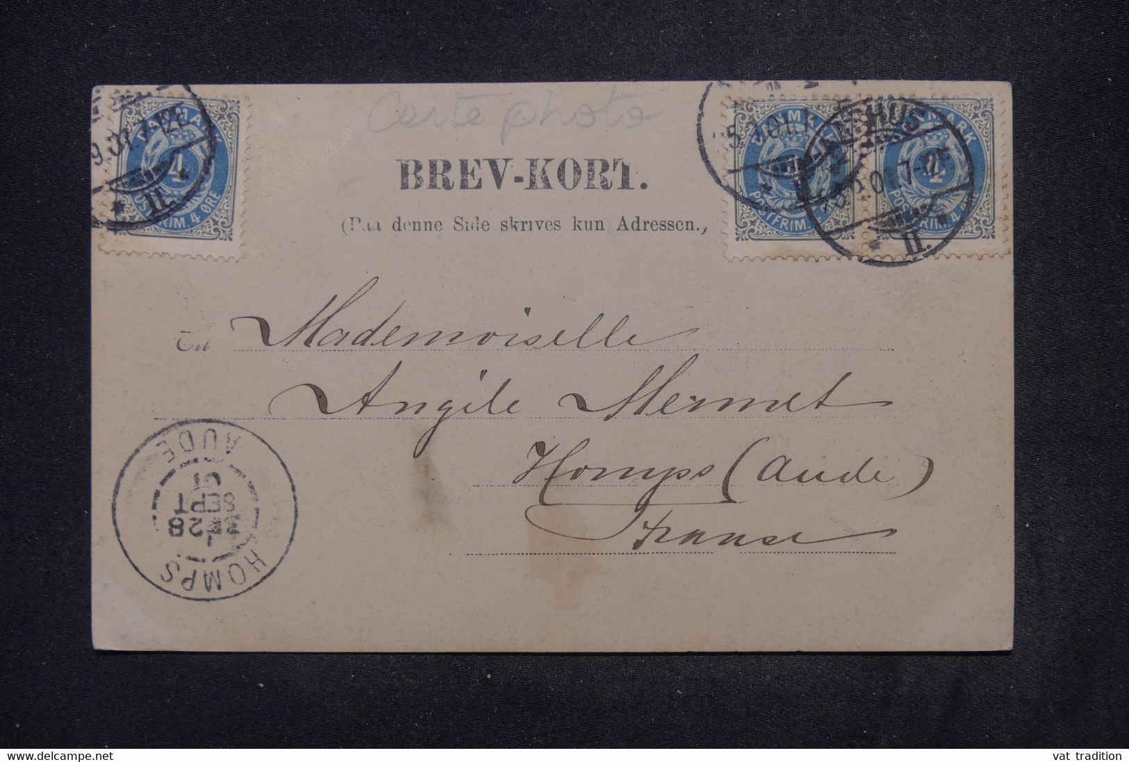 DANEMARK - Affranchissement De Aarhus Sur Crate Photo Pour La France En 1901 - L 141329 - Briefe U. Dokumente