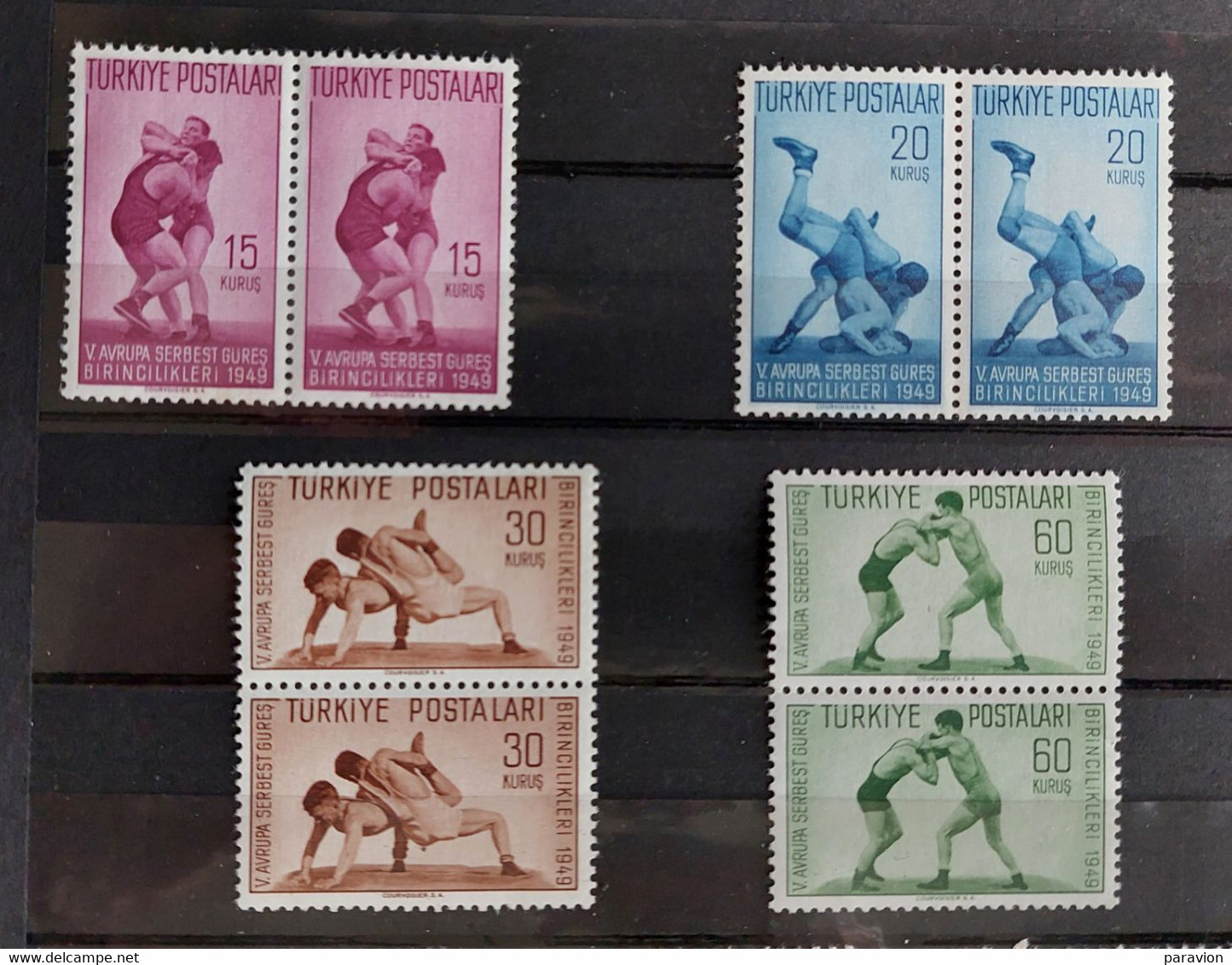 Turkey 1949 The 5th European Wrestling Championships Pair MNH ** - Unused Stamps