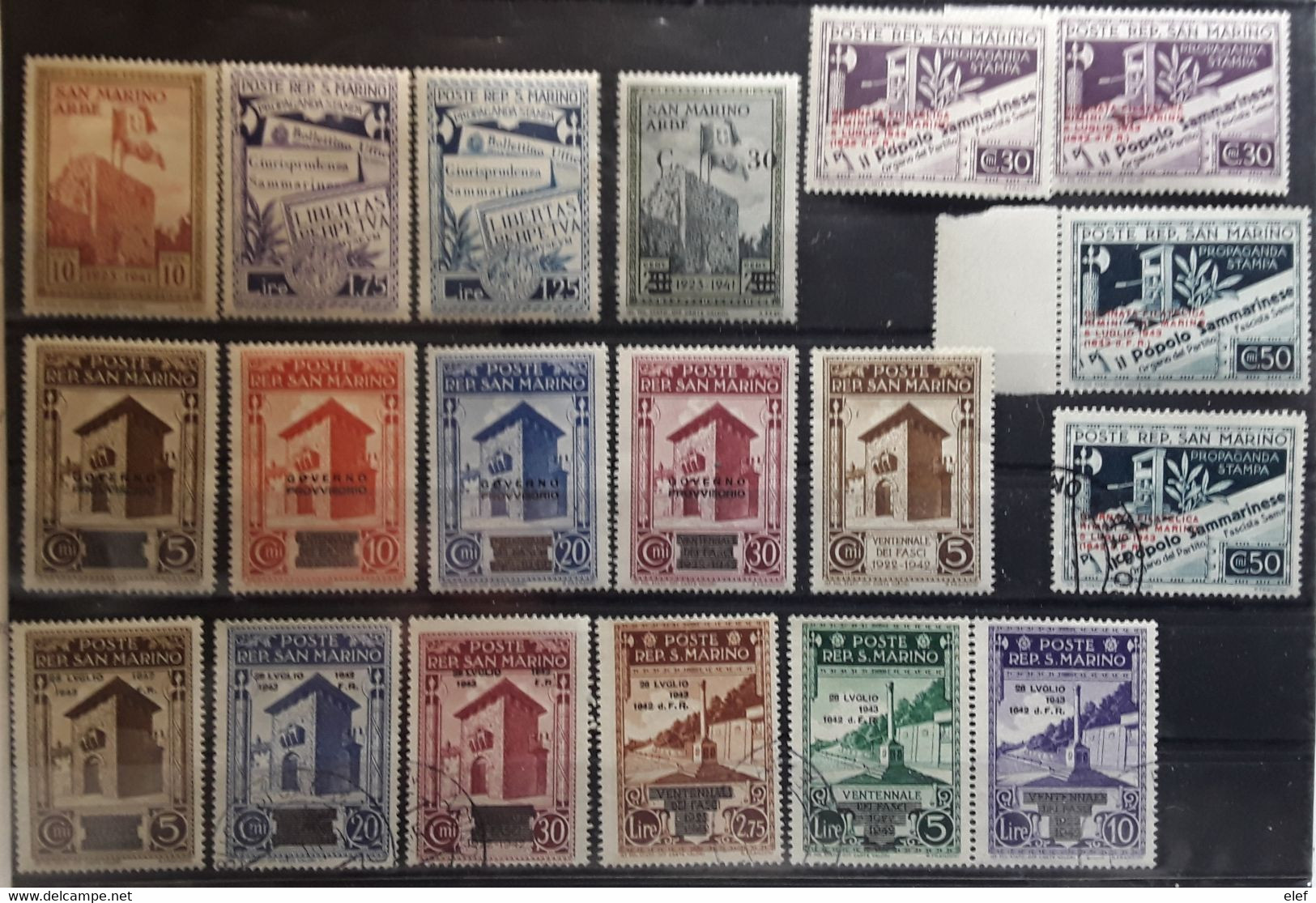 SAN MARINO SAINT MARIN 1942 -1943, Petit Lot De 19 Timbres Neufs **/*/o Entre Yvert 211 - 251 , TB - Otros & Sin Clasificación