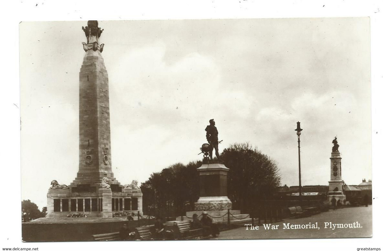 Devon  Postcard Plymouth Rp Rppc War Memorial The Hoe . Animated  Milton. Unused - Plymouth