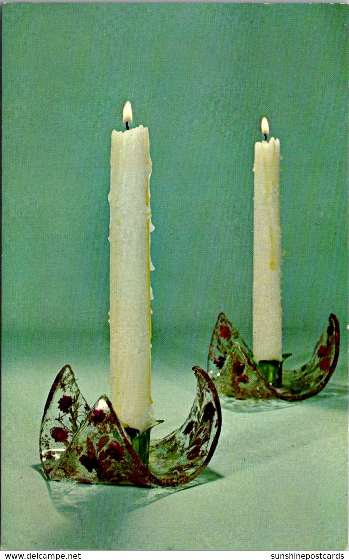 Iowa Des Moines National Handicraft Institute "Cystal Garden Candleholders" - Des Moines