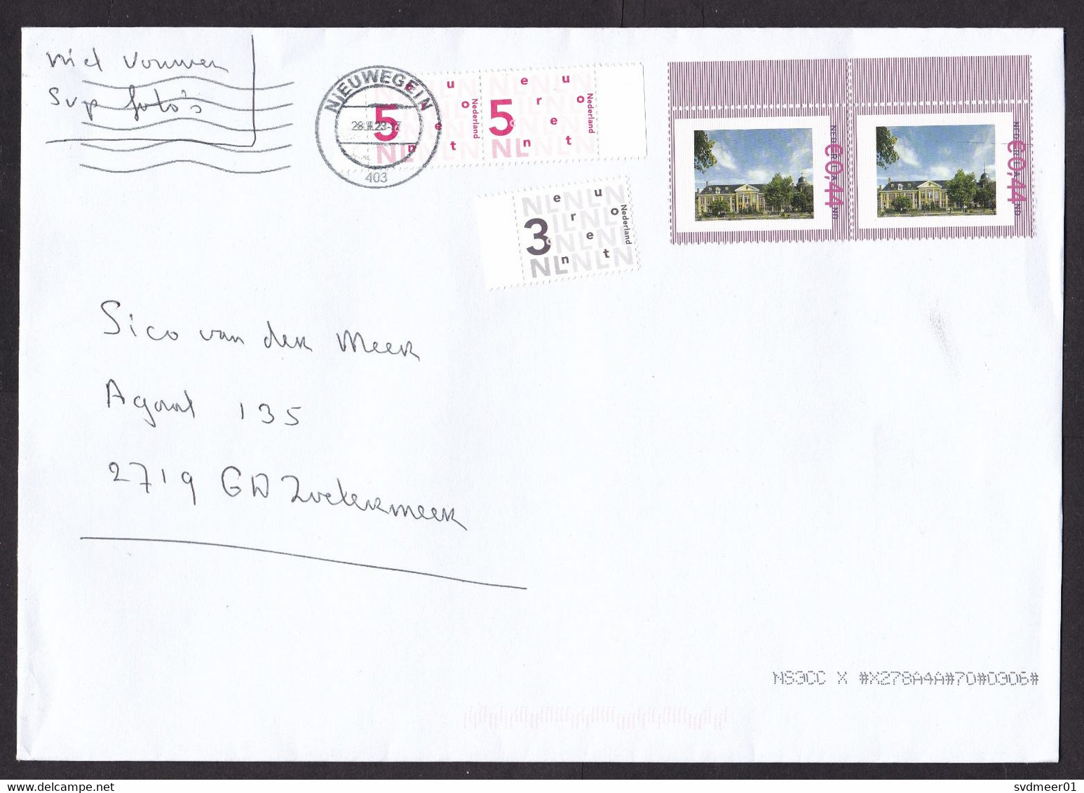 Netherlands: Cover, 2023, 5 Stamps, Building, Numbers, Cancel Placement Problem (minor Crease) - Covers & Documents