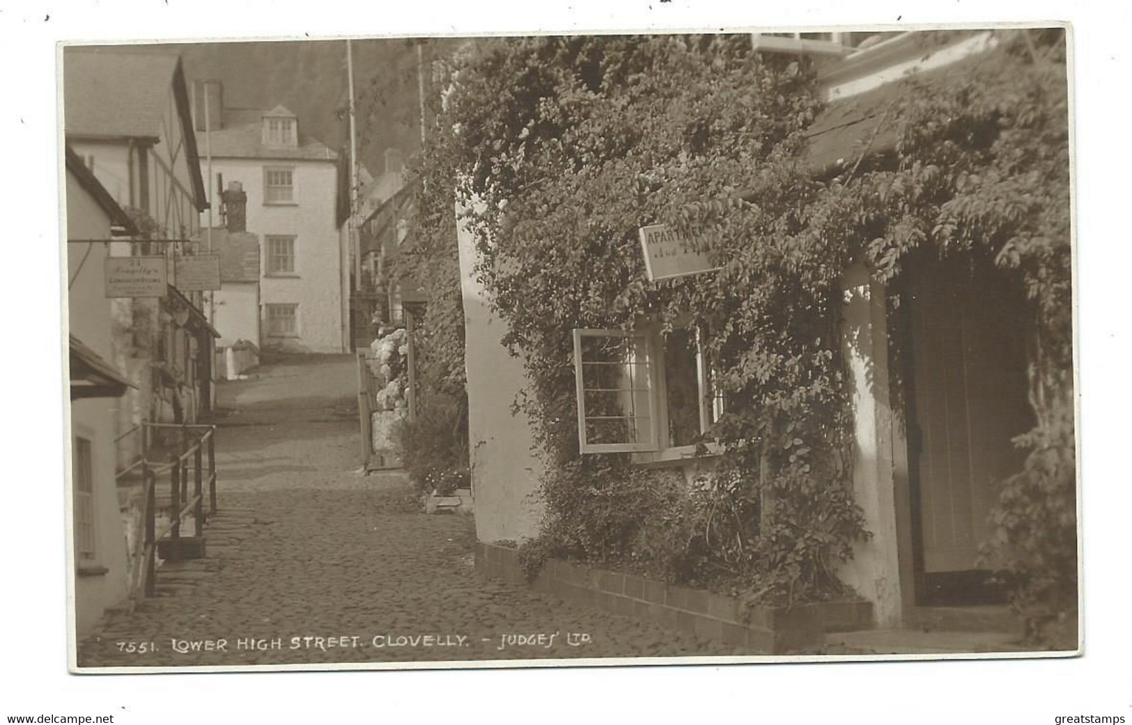 Clovelly   Postcard  Lower High Street Judges Rp Sepia - Clovelly