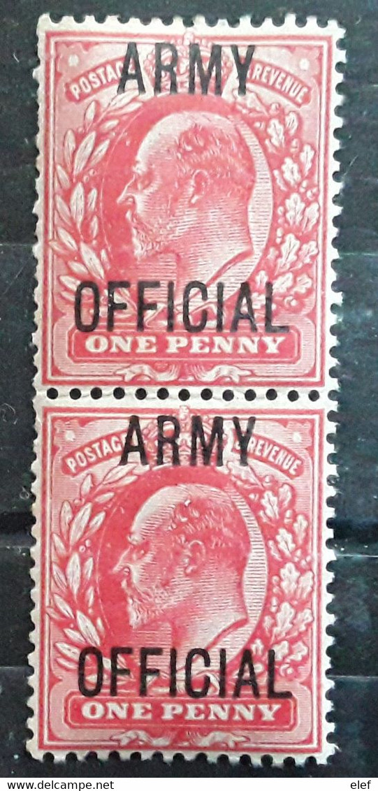 GB GREAT BRITAIN 1901 Service ARMY OFFICIAL King Edward VII, PAIRE   1 One Penny Rouge Yv 47, Neuve ** MNH TB - Service