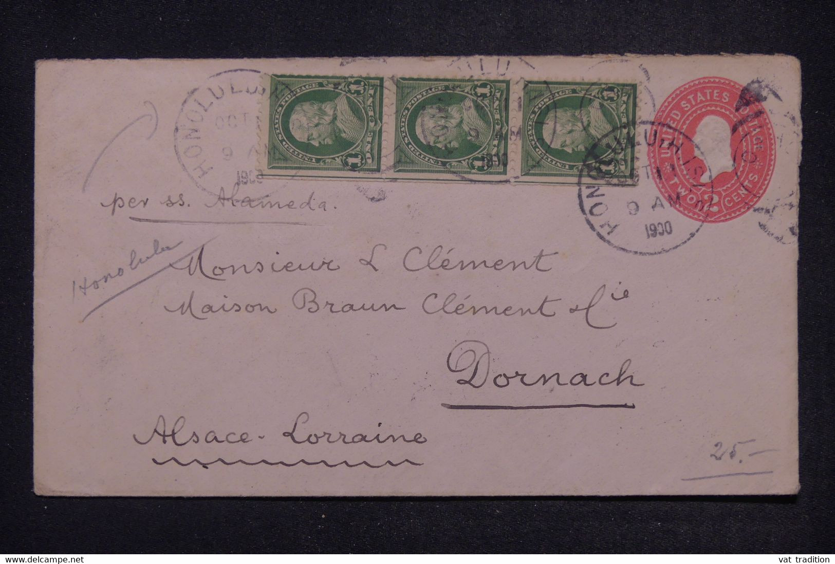 ETATS UNIS - Entier Postal + Compléments De Honolulu Pour La France En 1900 Par S/S Alameda - L 141372 - ...-1900