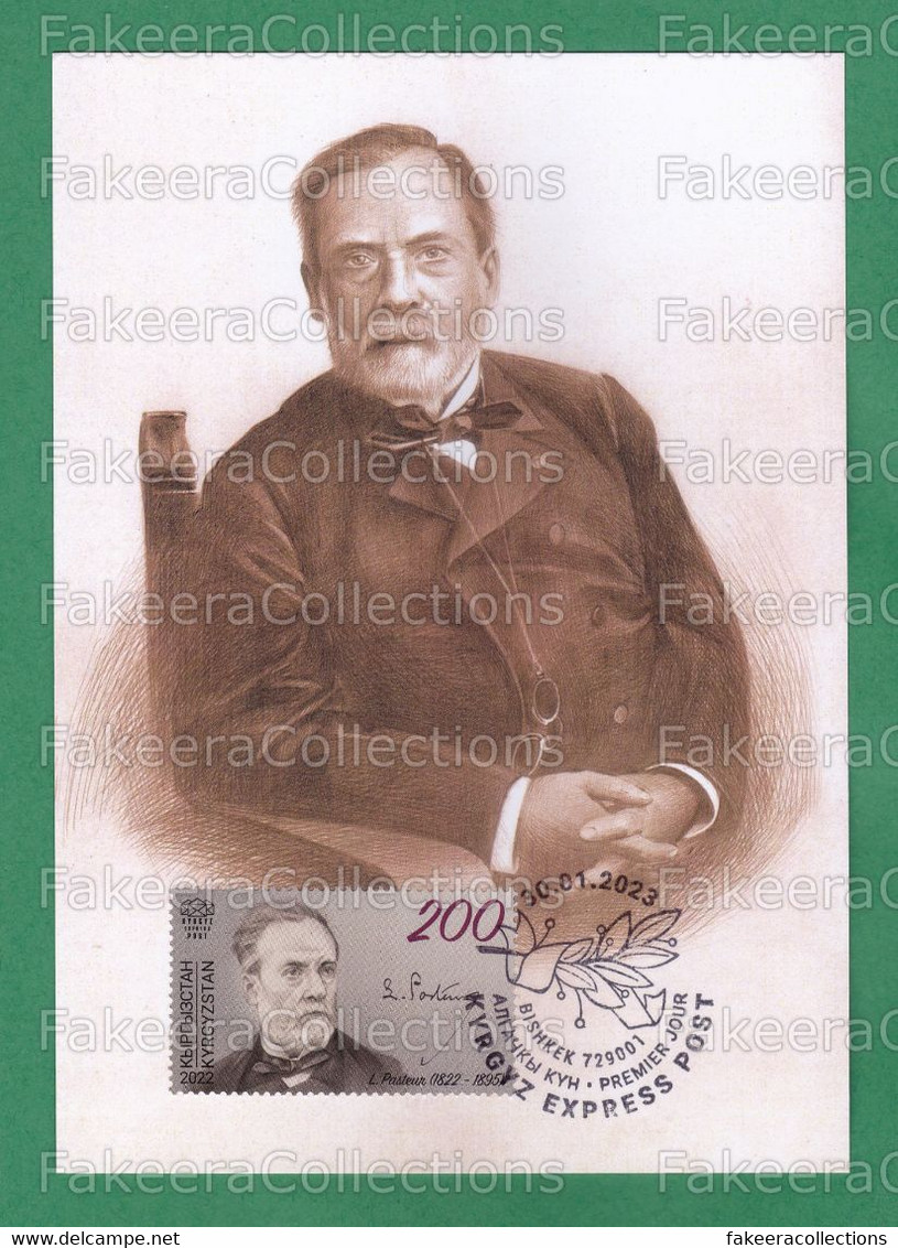 KYRGYZSTAN 2023 - LOUIS PASTEUR 2022 1v Maxim Card - Chemist, Microbiologist, Medicine, Immunology, Vaccination, Health - Louis Pasteur