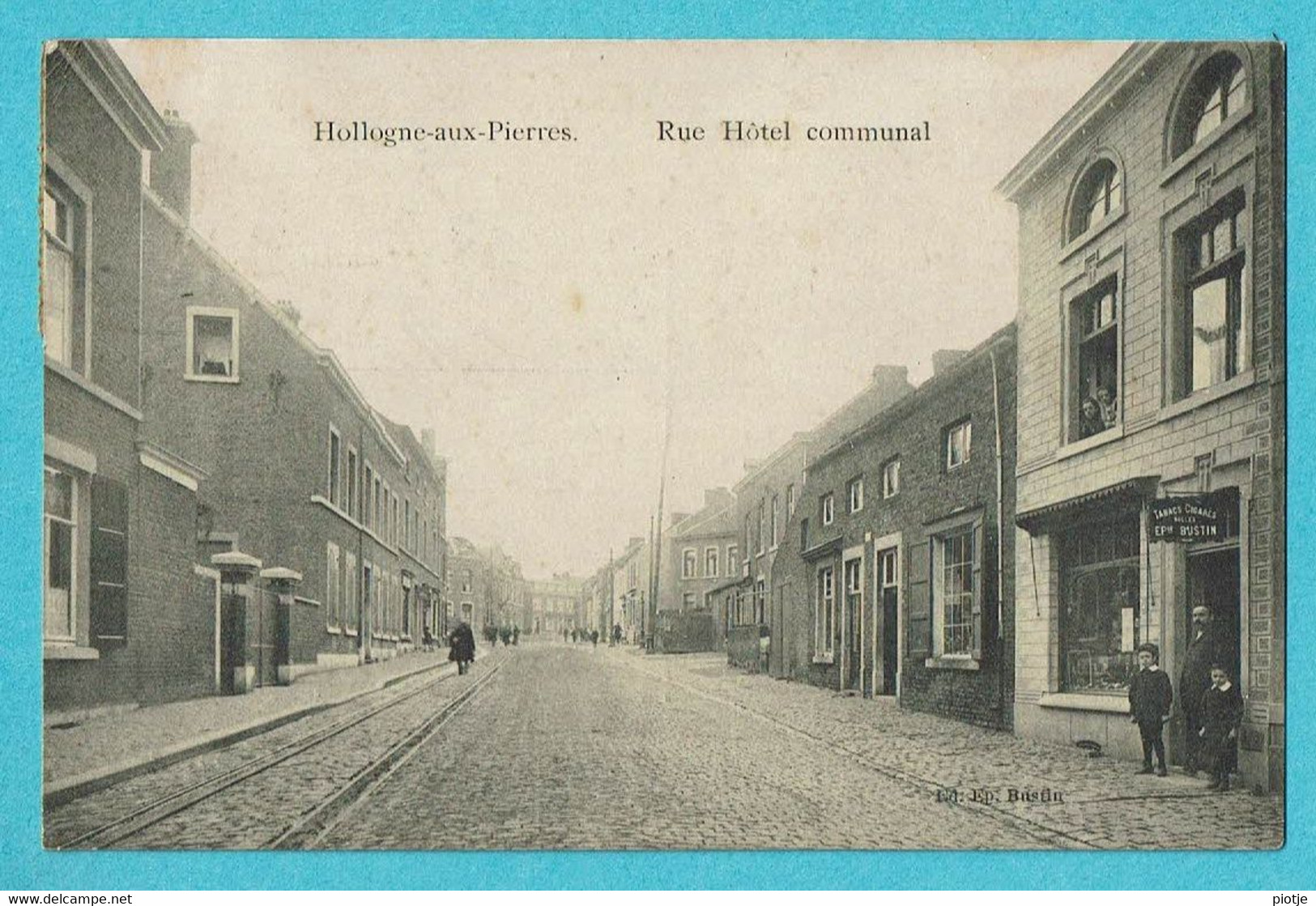 * Hollogne Aux Pierres - Grace Hollogne (Liège - Wallonie) * (Ed. Ep. Bustin) Rue Hotel Communal, Boutique, Tramway - Grace-Hollogne