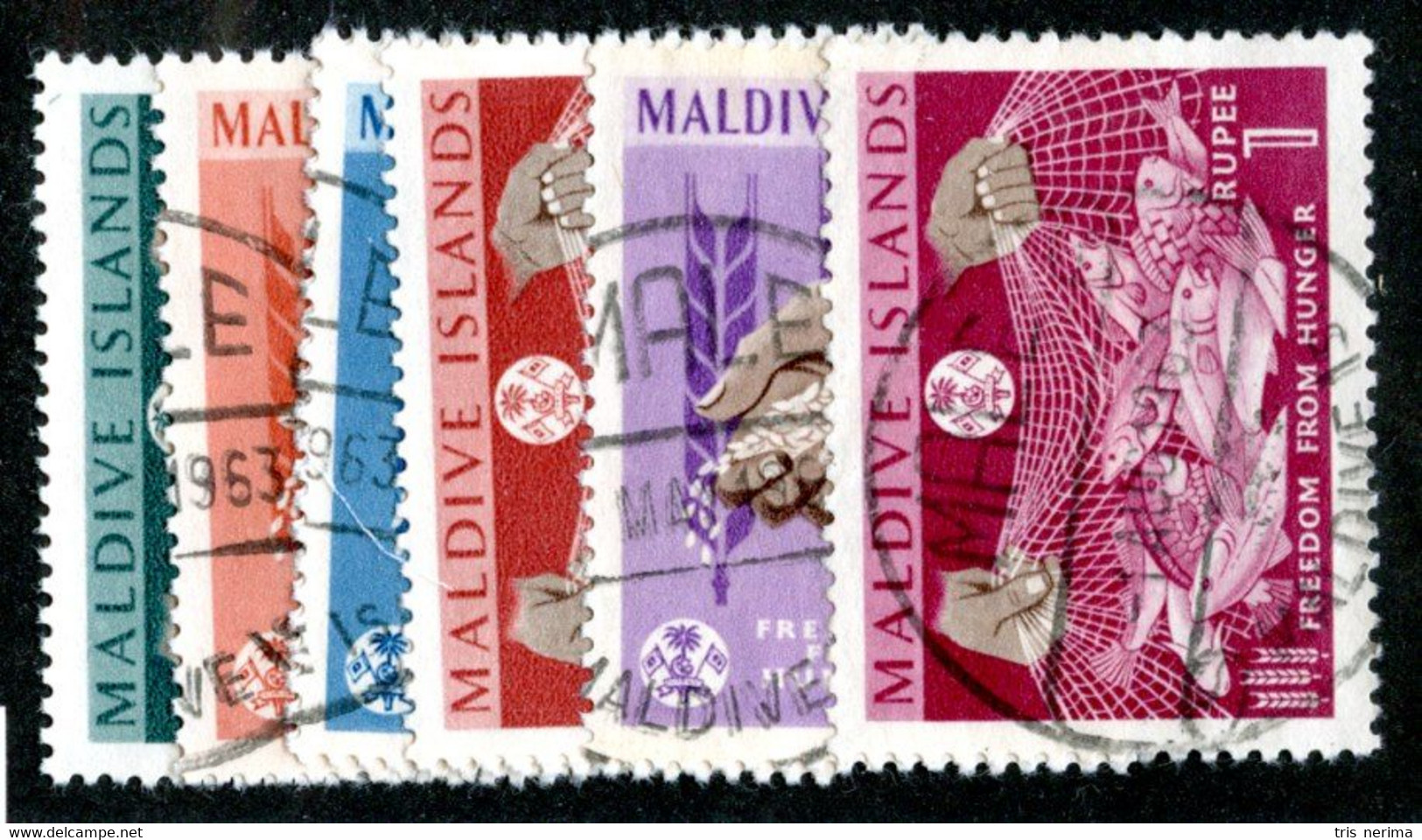 477 BCx  Maldives 1963 Scott.117/23 Used Missing #119 ( All Offers 20% Off! ) - Maldives (...-1965)