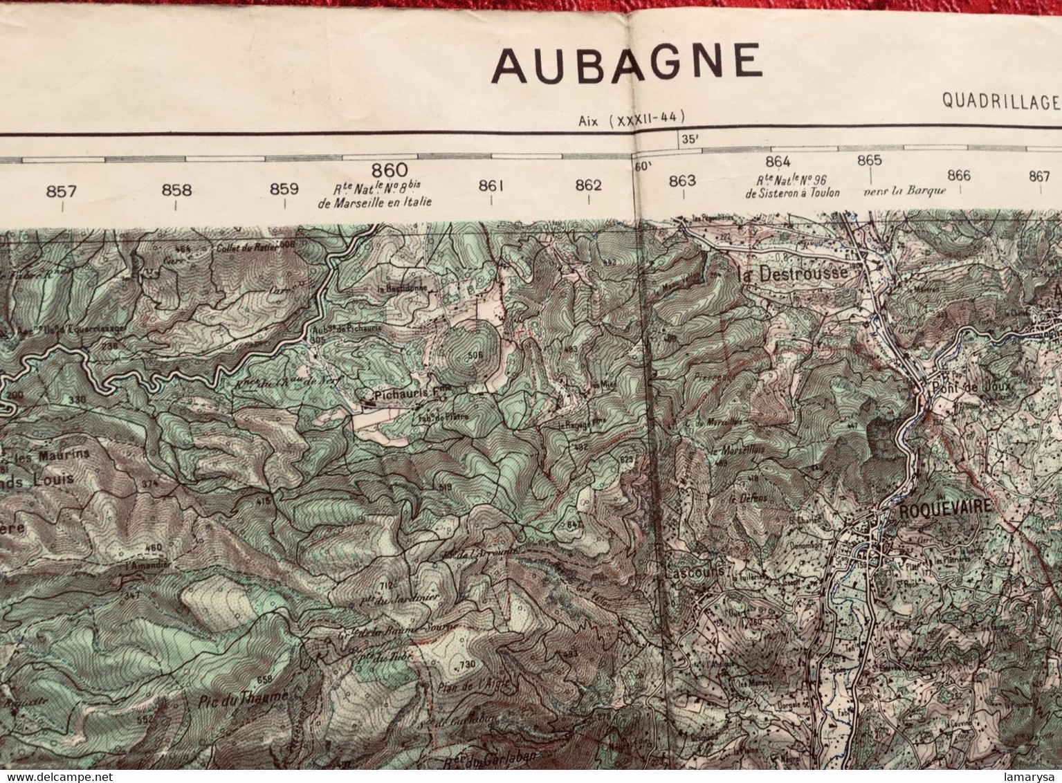 WW2-1942 AUBAGNE Carte France Géographique Armée Topographique Type 1922 Quadrillage Kilomètrque Lambert Zone Sud - Cartes Topographiques