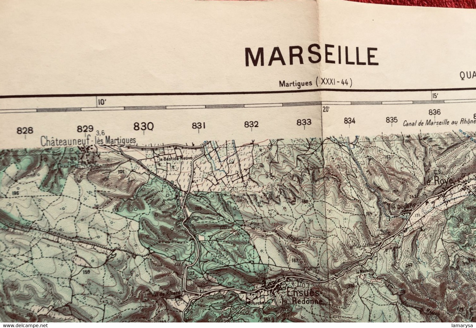 WW2-1941 Marseille Type1922 Carte France Géographique Armée Topographique Quadrillage Km Lambert-Martigues-les Iles-- - Cartes Topographiques