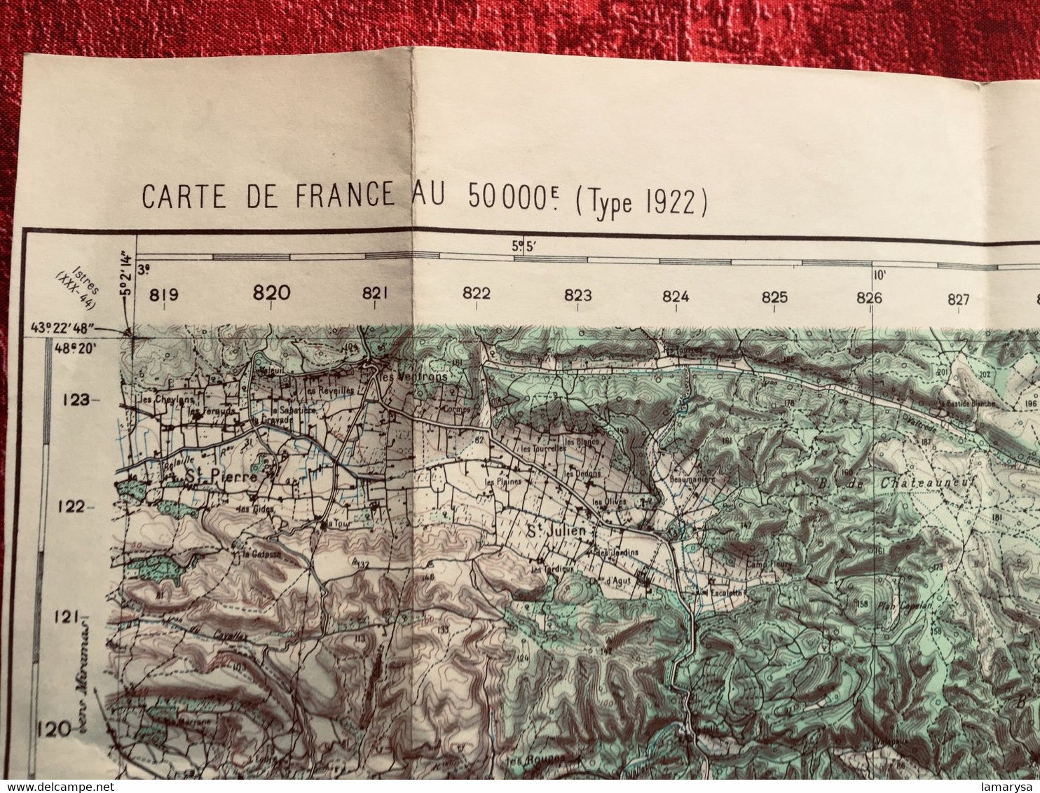 WW2-1941 Marseille Type1922 Carte France Géographique Armée Topographique Quadrillage Km Lambert-Martigues-les Iles-- - Cartes Topographiques