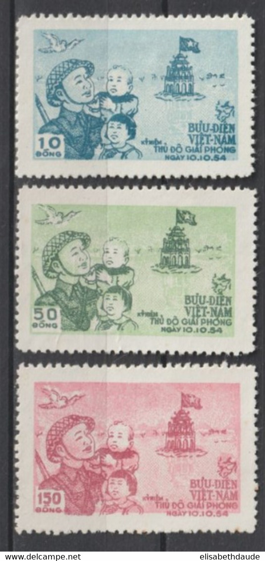 VIETNAM NORD - 1955 - LIBERATION D'HANOI - SERIE COMPLETE YVERT N°86/88 - COTE = 22 EUR. - Viêt-Nam