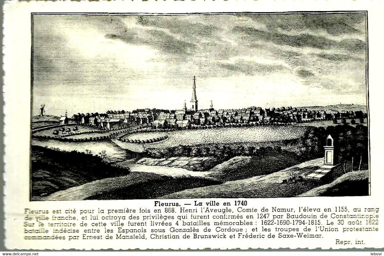 FLEURUS « La Ville En 1740 » - Ed. P. I. B., Brux. - Fleurus