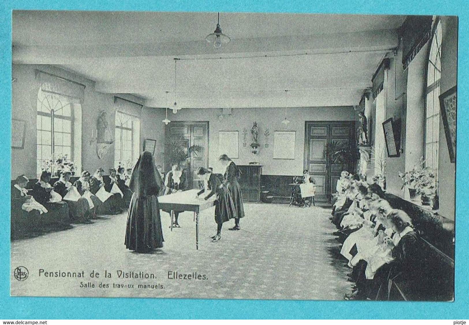 * Ellezelles (Hainaut - La Wallonie) * (Ed Nels) Pensionnat De La Visitation, Salle Des Travaux Manuels, Enfants, école - Ellezelles