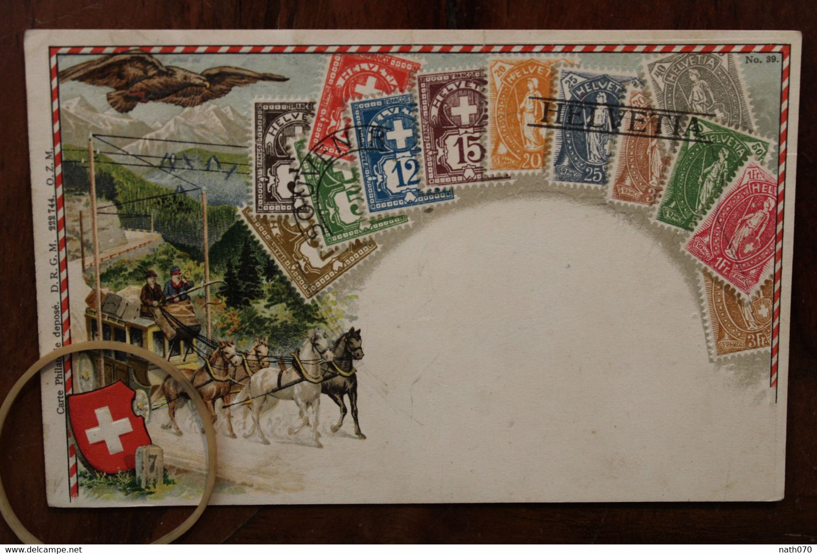 Ak CPA 1900's Souvenir De La Suisse Helvetia Carte Timbres Gaufrée - Andere & Zonder Classificatie