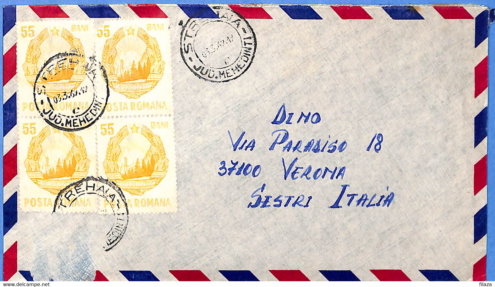 Lettre : Romania To Italy Singer DINO L00068 - Cartas & Documentos