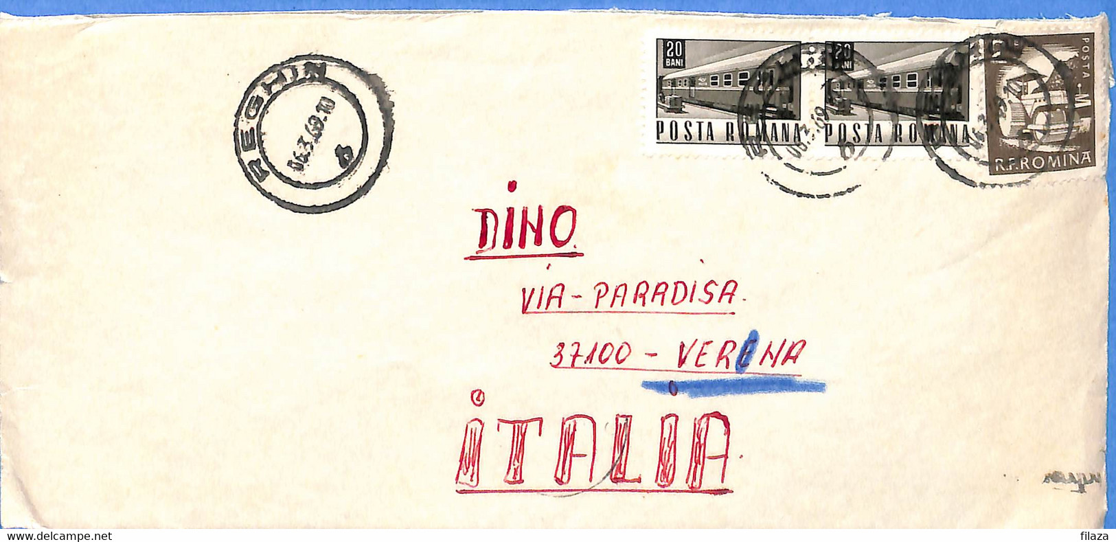 Lettre : Romania To Italy Singer DINO L00070 - Cartas & Documentos