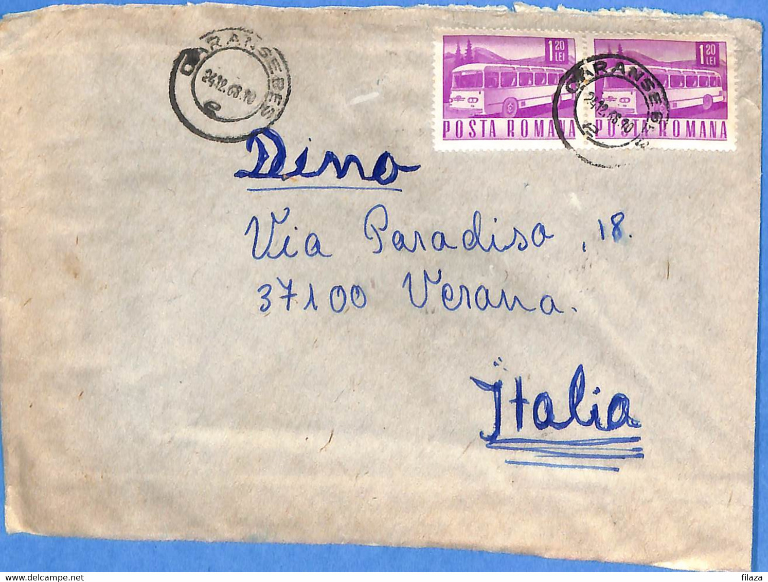 Lettre : Romania To Italy Singer DINO L00077 - Brieven En Documenten