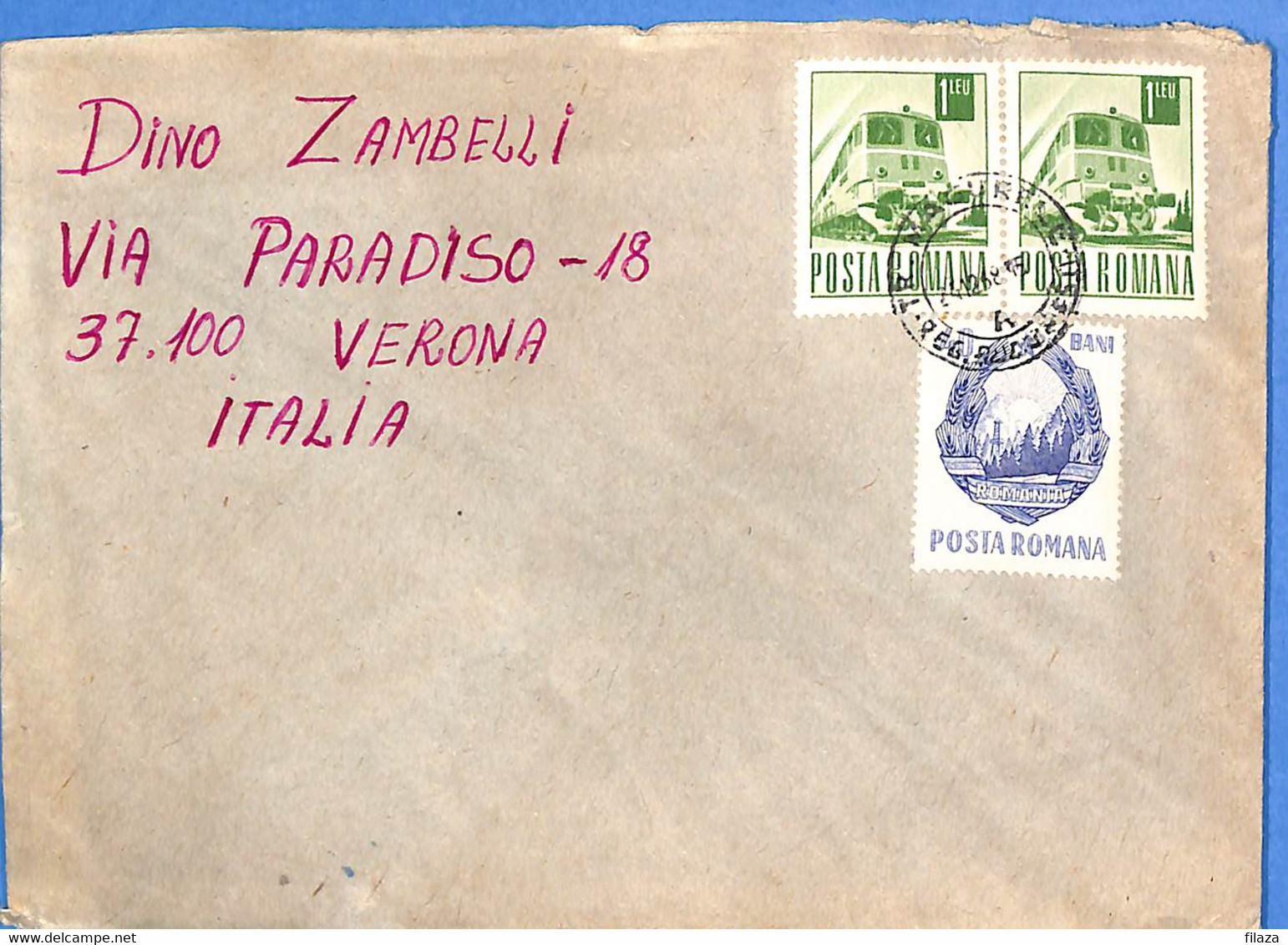 Lettre : Romania To Italy Singer DINO L00079 - Lettres & Documents