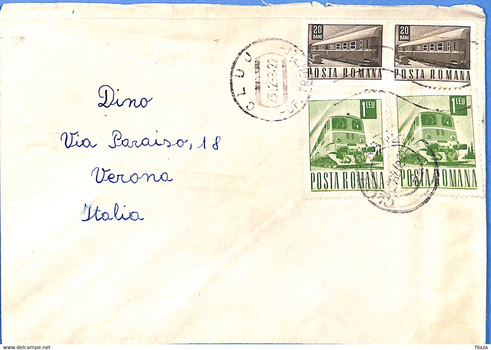 Lettre : Romania To Italy Singer DINO L00080 - Storia Postale