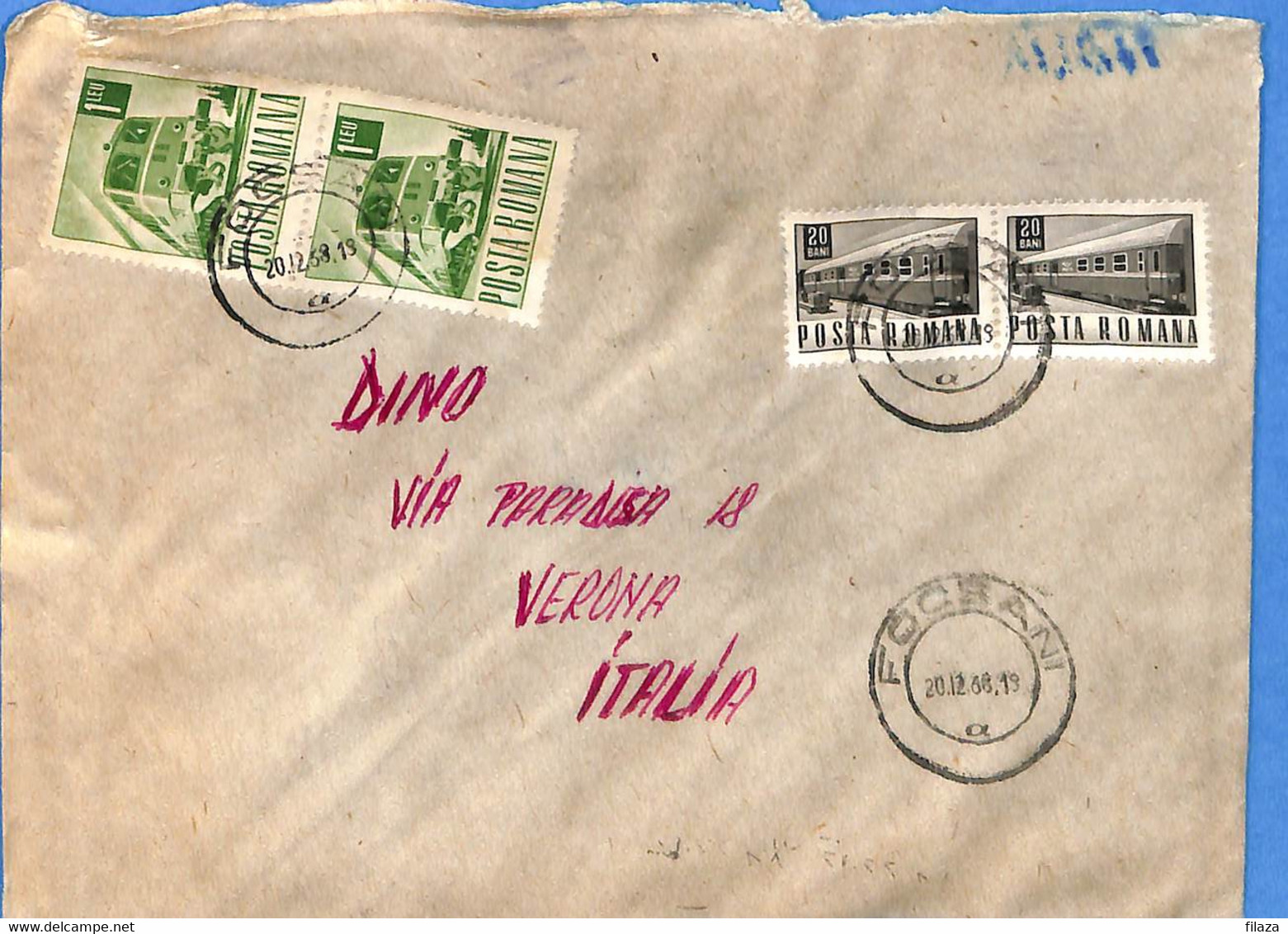 Lettre : Romania To Italy Singer DINO L00086 - Lettres & Documents