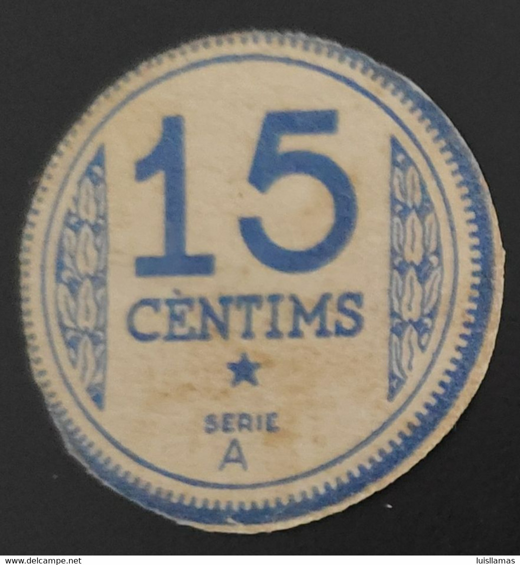 España 1937 República, Billete Local De 15 Cts. Manresa, Serie A - Autres & Non Classés