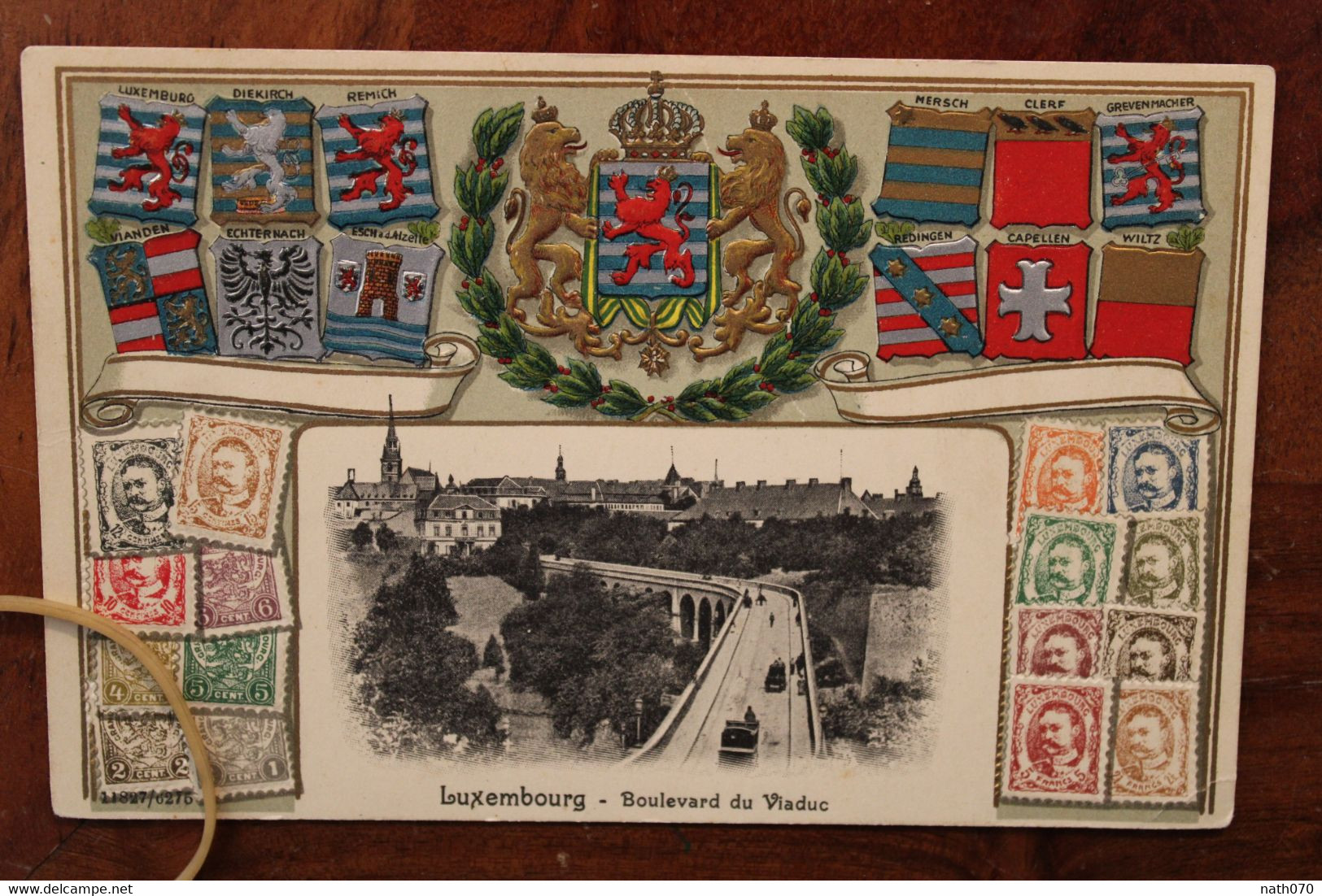 CPA Ak 1900's Luxembourg Boulevard Du Viaduc Carte Timbres Gaufrée - Autres & Non Classés