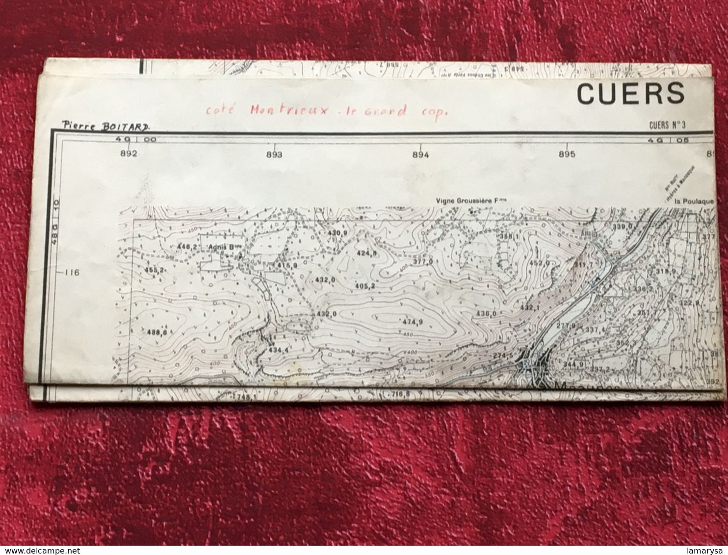 1941-WW2- Cuers N°7 ancienne Carte topographique Géographique Armées 1932-- Coté Montreux le grand cap-Carroyage Km