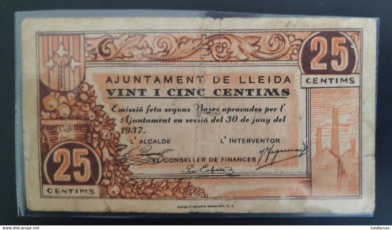 España 1937 República, Billete Local De 25 Cts. De Lleida. - Otros & Sin Clasificación