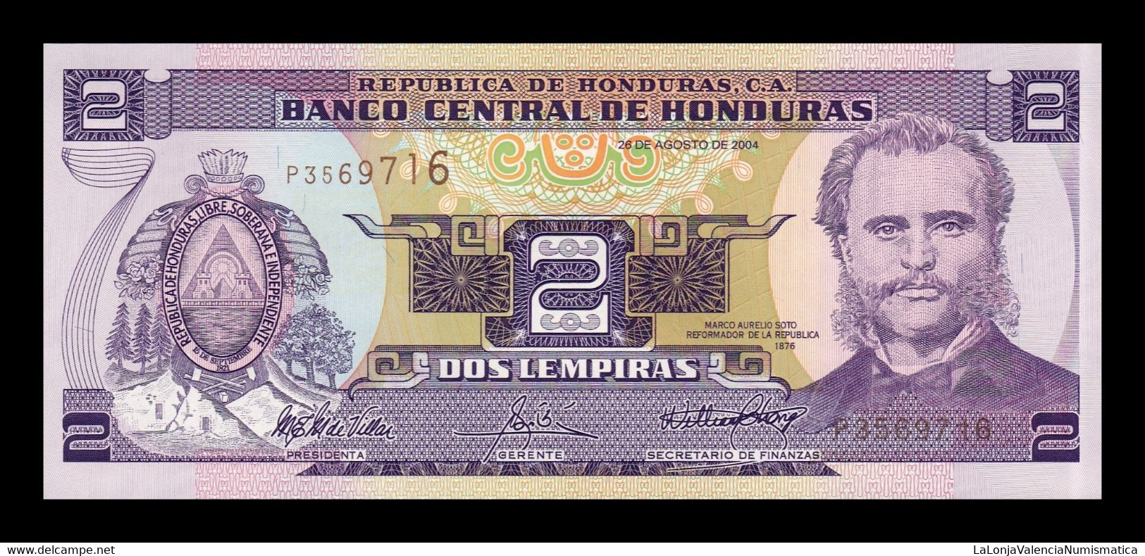 Honduras 2 Lempiras 2004 Pick 80Ae Sc Unc - Honduras