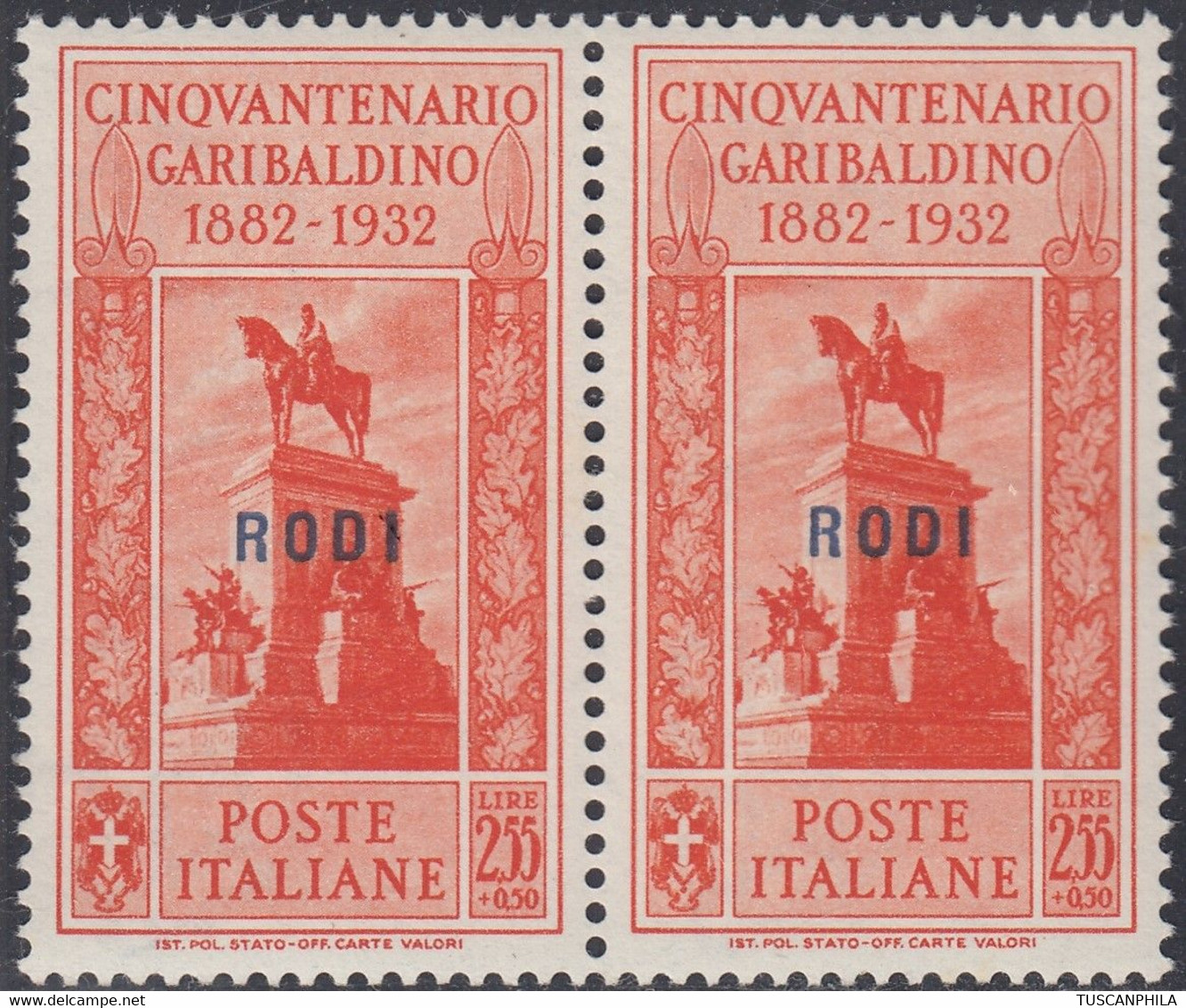 1932 Giuseppe Garibaldi 2 Val. Sass. 28 MNH** Cv 140 - Egée (Rodi)