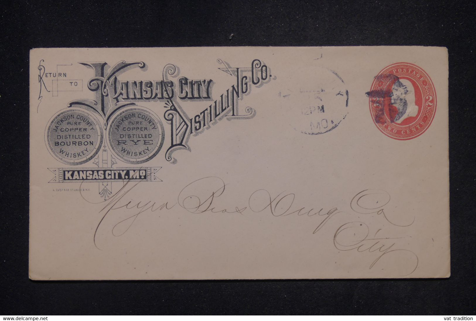 ETATS UNIS - Entier Postal Commercial ( Whiskey ) De Kansas City Voyagé - L 141420 - ...-1900