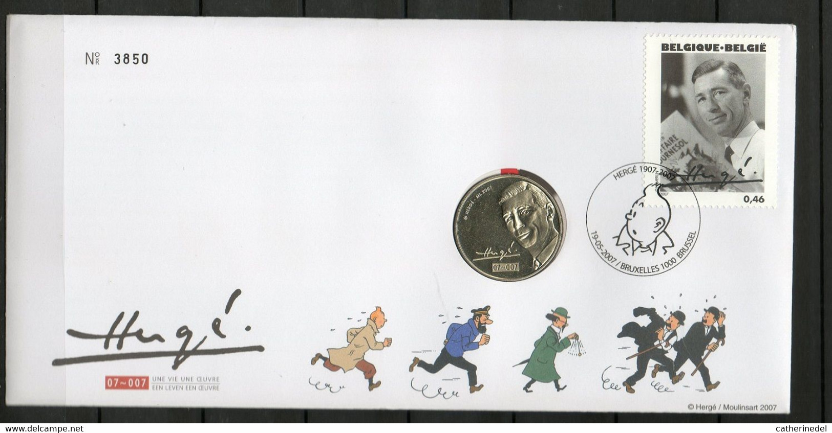 Année 2007 : 3648  - Numisletter Numéroté 3850 : Tintin - 100e Anniv.de La Naissance D'Hergé - Numisletter