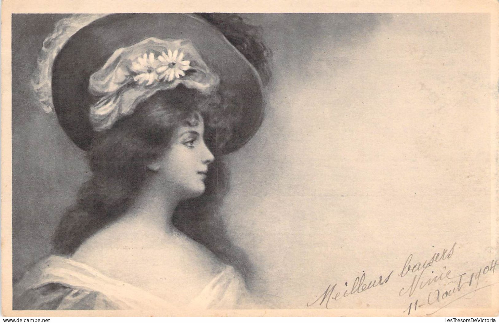 Fantaisies - Femme - Portrait De Profil - Chapeau - Oblitéré Ougrée 1913 - Carte Postale Ancienne - Frauen