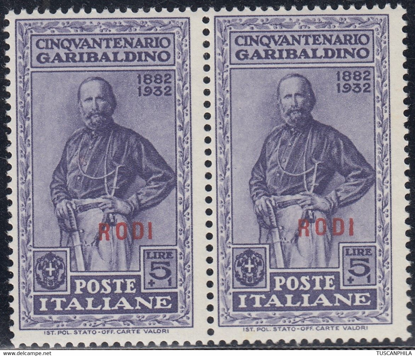 1932 Giuseppe Garibaldi 2 Val. Sass. 29 MNH** Cv 140 - Egée (Rodi)